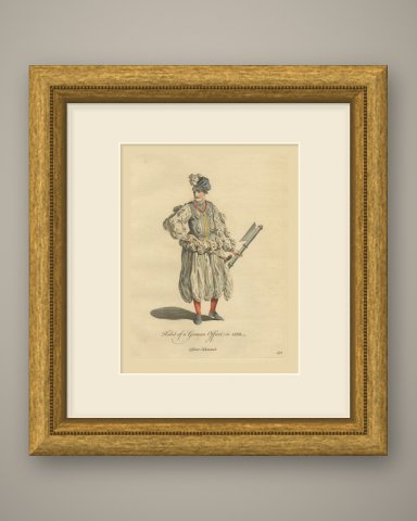 German Officer with Battle Axe in Plumed Cap and Full Breeches, 1588, 1757, shown framed