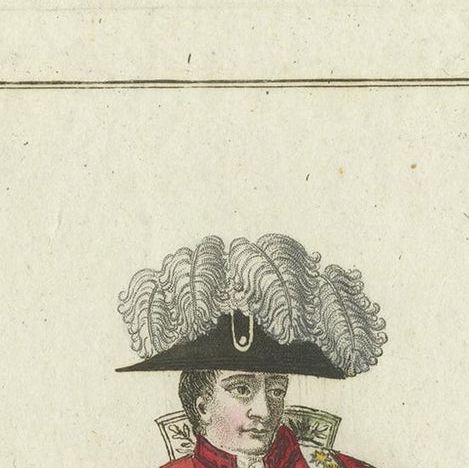 Antique Costume Print of the Emperor and King of France, circa 1810, close-up 1