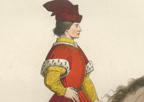 Mounted Nobleman in Parade Dress, Italian Renaissance Equestrian Portrait, 1845, close-up 3