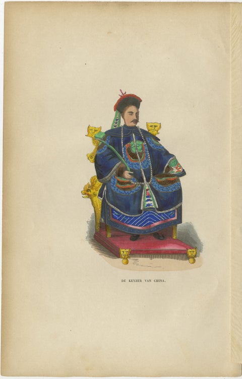 Chinese Emperor Costume Plate, Hand-Colored Lithograph, 1854, view 2
