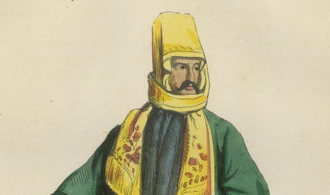 Ottoman Gentleman from Mardin (Mesopotamia) - Antique Costume Lithograph, c.1852, close-up 2