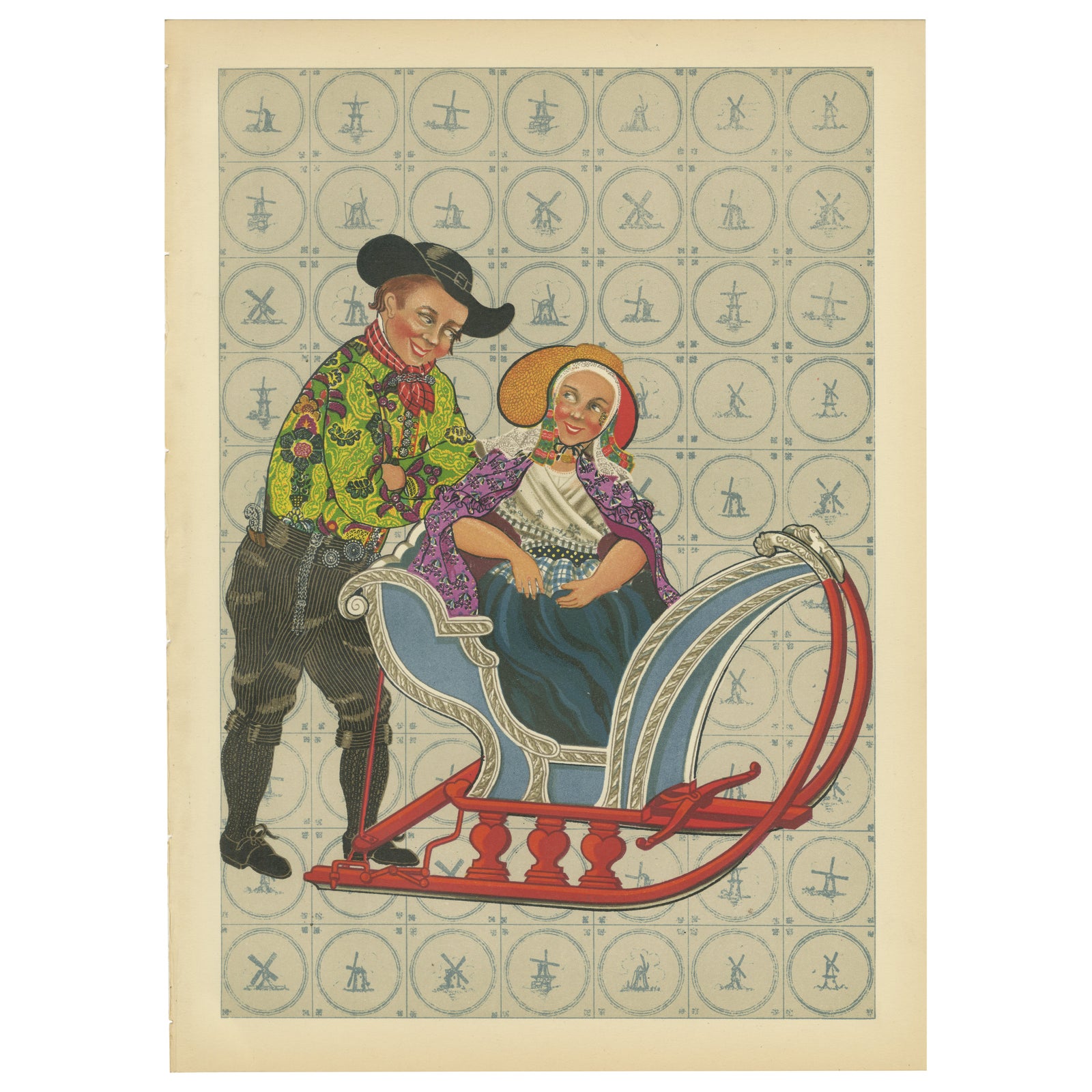 Schouwen & Duiveland Winter Sleigh Ride, Dutch Peasant Costumes, c.1800