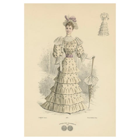Victorian Fashion Flourishes: A Lithograph for the 1889 Exposition Universelle