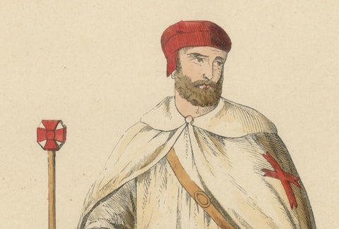 Templar in War Attire with Staff, Costume Di Moyen Age, 1847, close-up 3