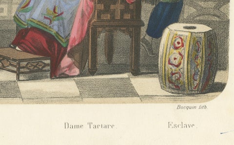 Chinese Costumes, Mandarin, Tartar Lady and Musicians, c.1845, close-up 4