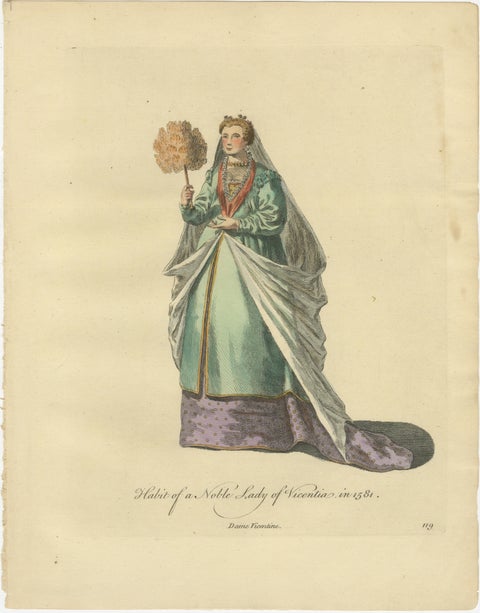 Italian Noble Lady Costume Print, Vicenza Fashion, 1749, view 2
