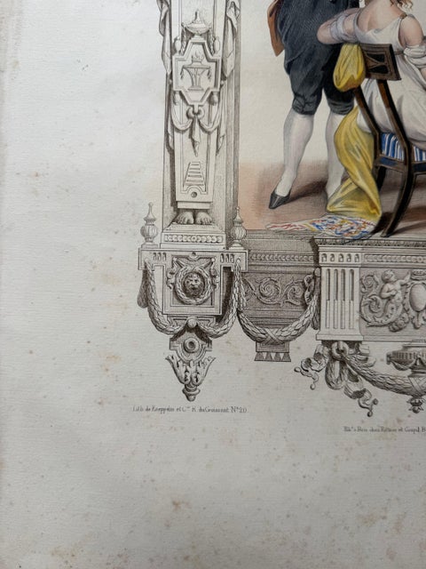 French Directoire Costume Lithograph, Under the Directory 1797, Published 1847, view 3