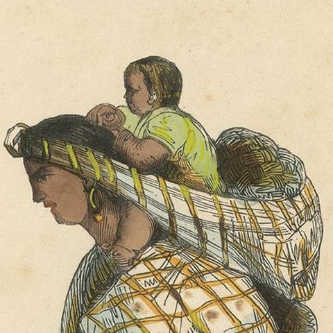 Antique Costume Print of a Woman in Quito by Wahlen, 1843, close-up 1
