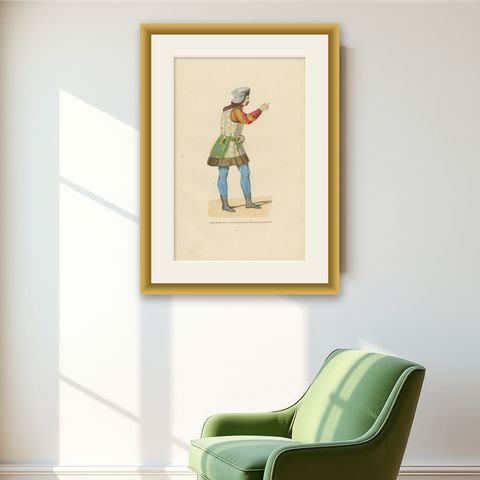 Courtly Splendor: A Nobleman at Emperor Sigismund's Court, 1847, shown framed on a wall
