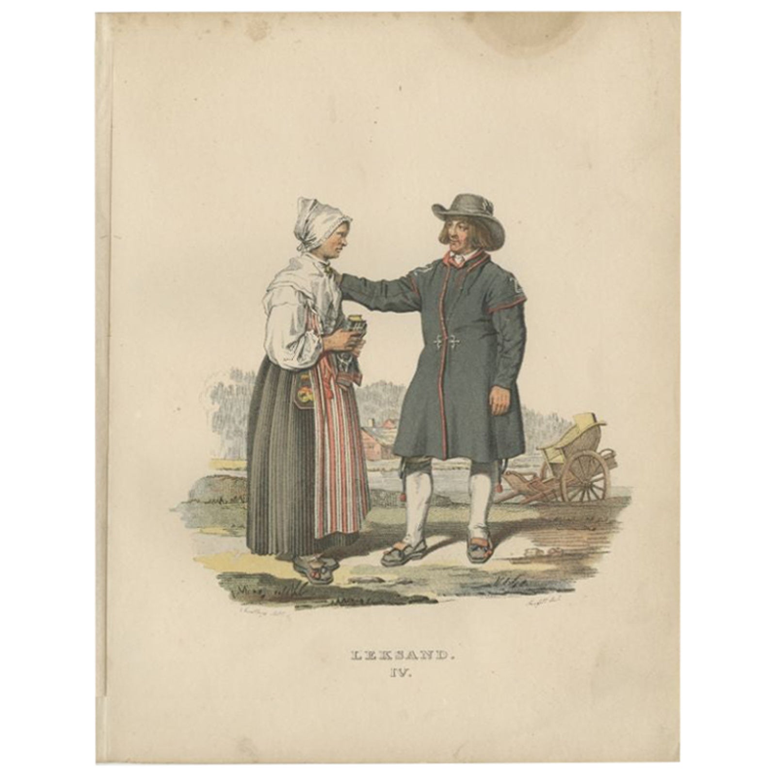 Antique Costume Print of Leksand in Sweden, circa 1864