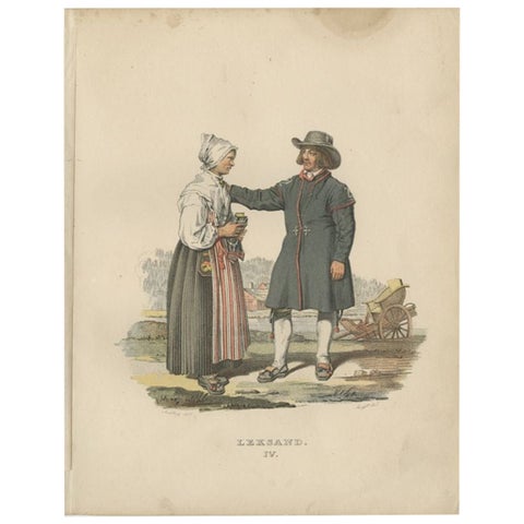 Antique Costume Print of Leksand in Sweden, circa 1864