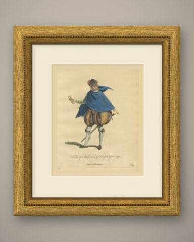 Nobleman of Burgundy in Blue Cape and Puffed Trunk Hose, 1577, Jefferys 1757, shown framed