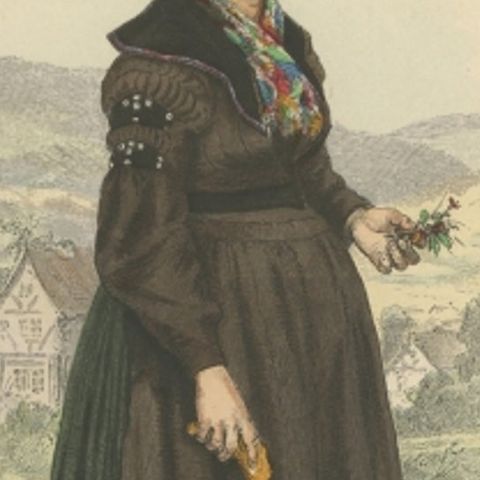 Antique Costume Print of a Girl from Brotterode 'Thuringia' by Lipperheide, 1880, close-up 2
