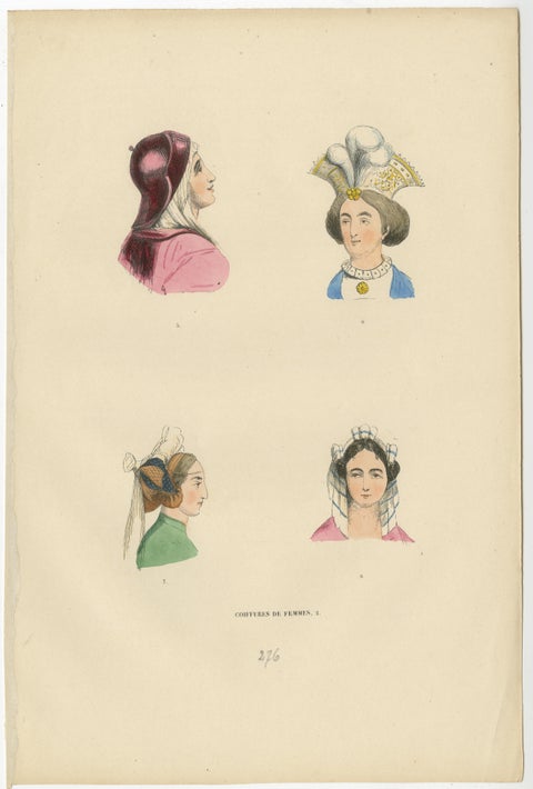 Costume du Moyen Âge: Portraits of Elegant Ladies, Published in 1847, view 2