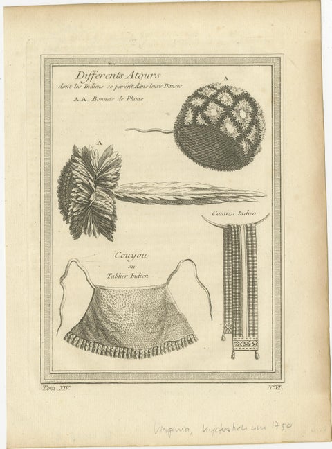 1757 Native American Tribal Adornments, Feathered Headdresses, Belts & Jewelry, view 3