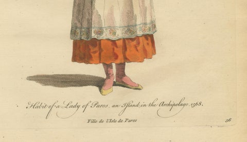 Antique Costume Print Lady of Paros Traditional Dress Jefferys, 1749, close-up 5