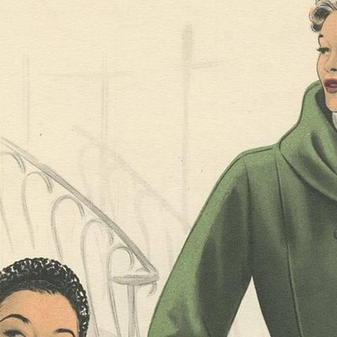 Vintage Fashion Print (Pl. 16501) published in Le Tailleur Moderne, 1954, close-up 1