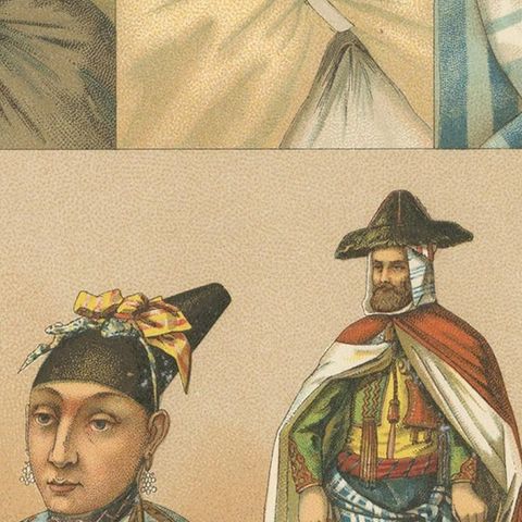 Antique Print of African Costumes Racinet, 'circa 1880', close-up 2