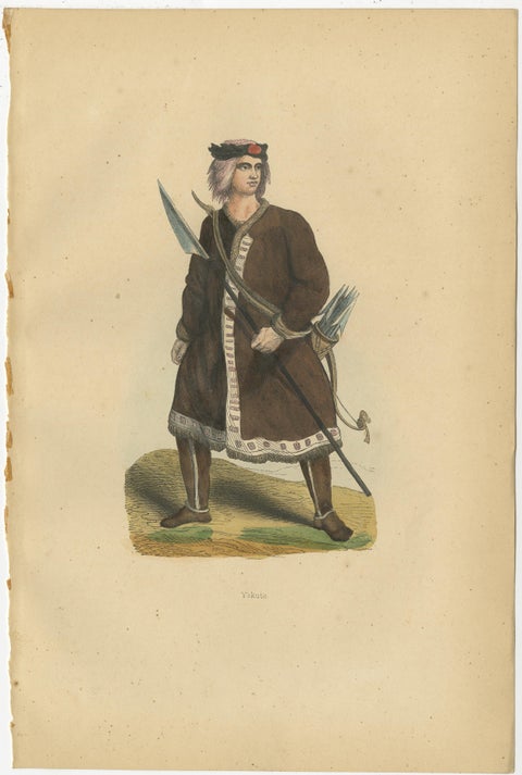 Yakut People in Traditional Attire, 1844 Handcolored Lithographs, view 2