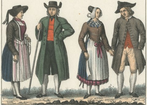 Bavarian Town Costume and Inhabitants of Baden and Wurttemberg, 1842, close-up 2