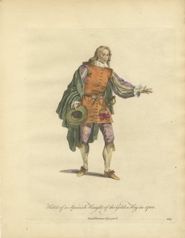 Spanish Knight of the Golden Key in 1700, Hand Colored Costume Plate, 1757, view 2
