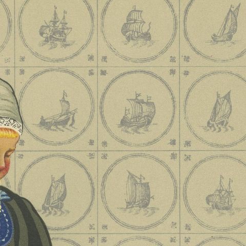 Marken Mourning Dress, Original 1932 Dutch Costume Print, close-up 6