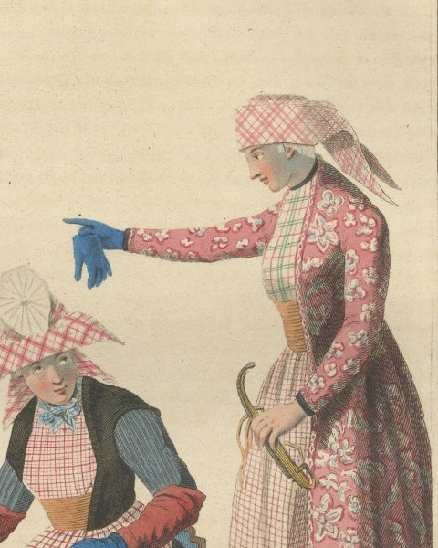 Molkwerum Sledge on the Ice, Frisian Costume Print, 1811, close-up 1