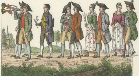 Mountain People of the Riesengebirge and a Wedding Procession, 1842, close-up 2