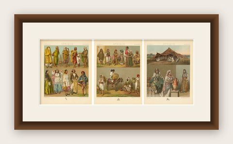 North African Daily Life & Costumes, Racinet Afrique Plates, Set of 3, 1888, shown framed
