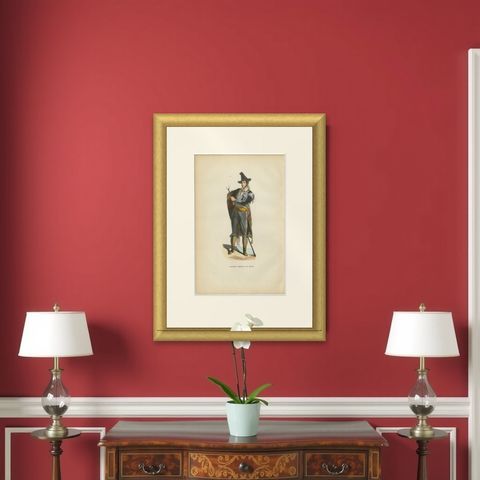 Spanish American from Mexico - Antique Costume Lithograph, c.1852, shown framed on a wall