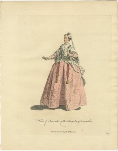 Imoinda in the Tragedy of Oroonoko, Front View, Georgian Stage, Jefferys 1757, view 2