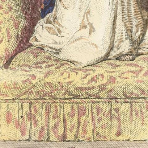 Antique Costume Print of a Woman from Cairo, 1850, close-up 1