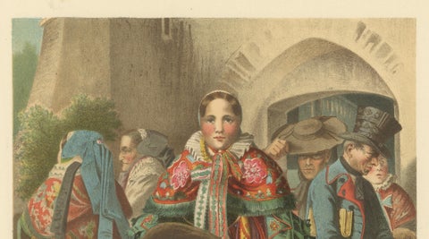 Pomeranian Traditional Costume Chromolithograph, Weizacker, c.1875, close-up 3