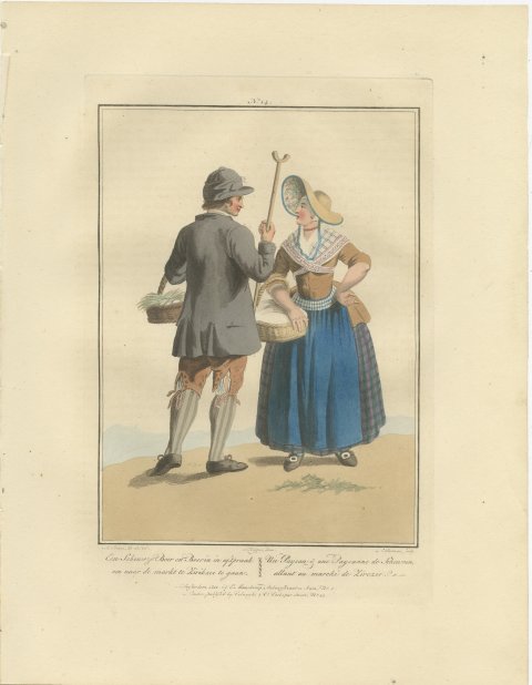 Schouwen Couple going to Zierikzee Market, Zeeland Print, 1811, view 2