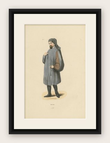 Medieval Sobriety: A Scholarly Figure in 'Costume du Moyen Âge, 1847, shown framed