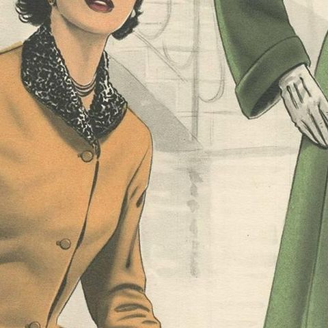 Vintage Fashion Print (Pl. 16501) published in Le Tailleur Moderne, 1954, close-up 2