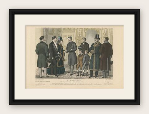Antique Men Fashion Print of the 19th Century, shown framed