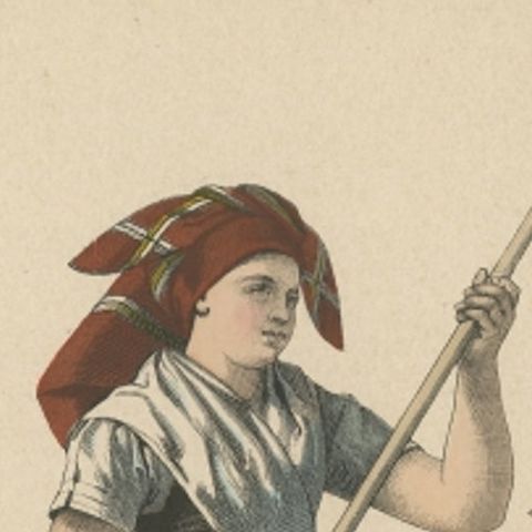 Antique Costume Print of a Peasant Girl from Spreewald in Germany, C.1880, close-up 1