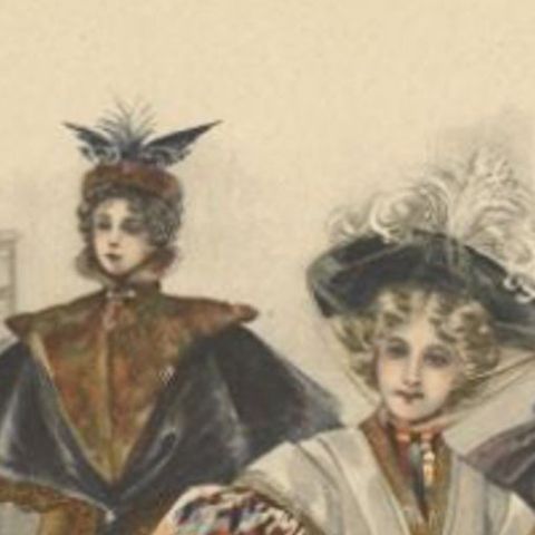 Antique Fashion Print of Women, Published in Germany in, 1895, close-up 1