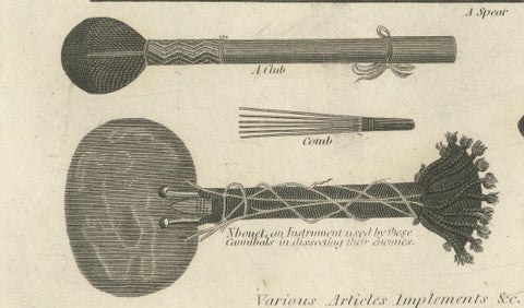 1801 Engraving of New Caledonian Implements and Attire, close-up 1