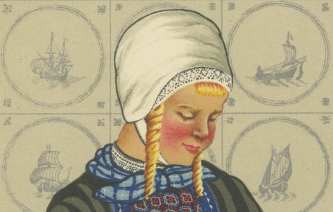 Marken Mourning Dress, Original 1932 Dutch Costume Print, close-up 4
