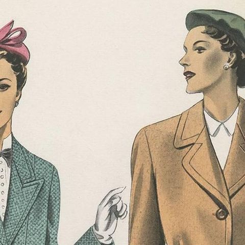Vintage Fashion Print ‘Pl. 14213’ Published in Ladies Styles, 1951, close-up 1
