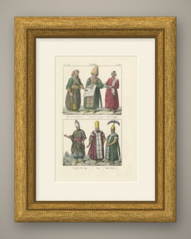 A Pasha in War and in Peace, the Aga, His Page and the Koul Kehaya, 1842, shown framed
