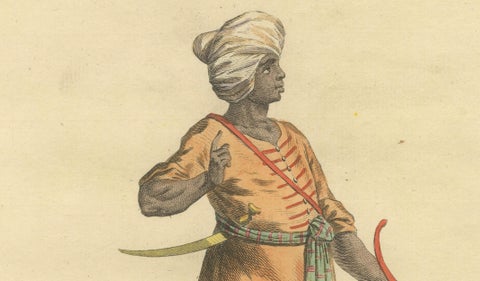 Habit of an Ethiopian, Early Ethnographic Costume Engraving, 1749, close-up 4
