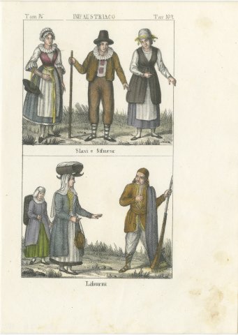 Slavs and Liburnians of the Austrian Empire, Hand Colored Lithograph, 1842, view 2