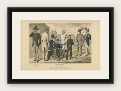 Antique Fashion Print named 'Le Progress', Published in, 1886, shown framed