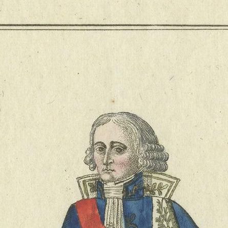 Antique Costume Print of a French Chancellor, circa 1810, close-up 1