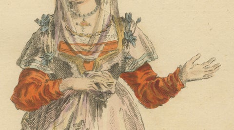 Antique Costume Print Lady of Paros Traditional Dress Jefferys, 1749, close-up 3
