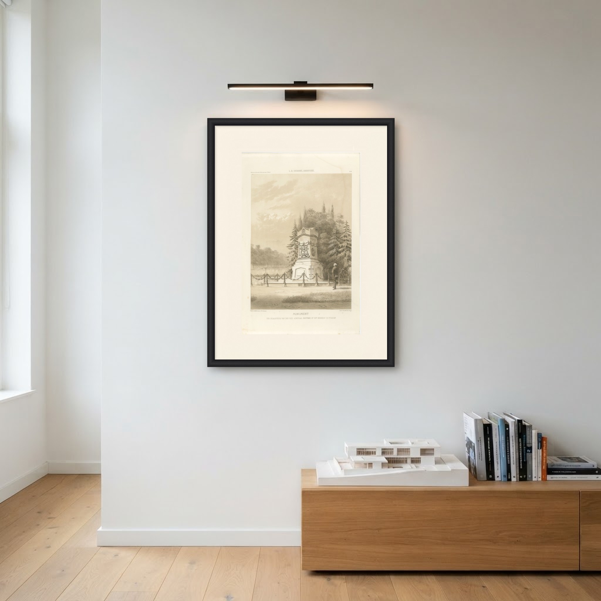 Koopman Monument, Utrecht Cemetery, Dutch Architecture Print, Leliman, 1865-1866, shown framed on a wall