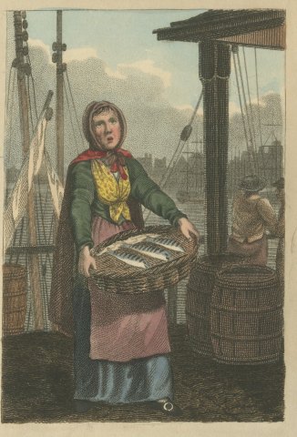 Mackerel Seller at Billingsgate, Cries of London, 1804, close-up 1